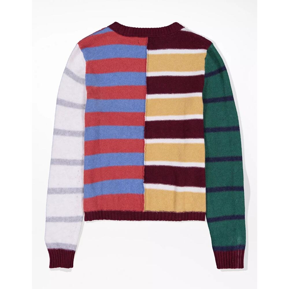 American Eagle Patchwork Crew Neck Sweater Size X… - image 2